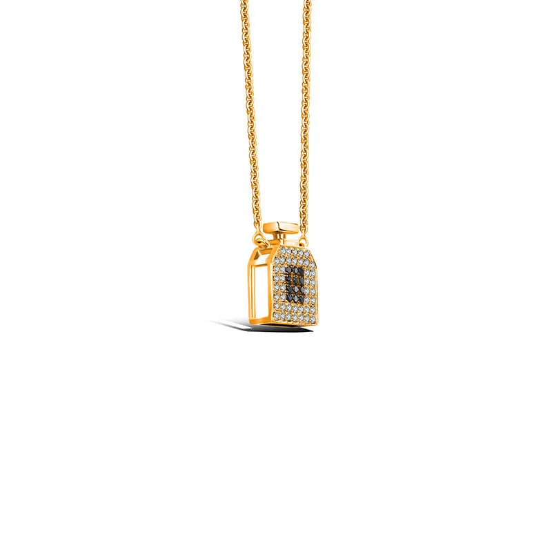 18k Gold Perfume Bottle Shape Diamond Necklace