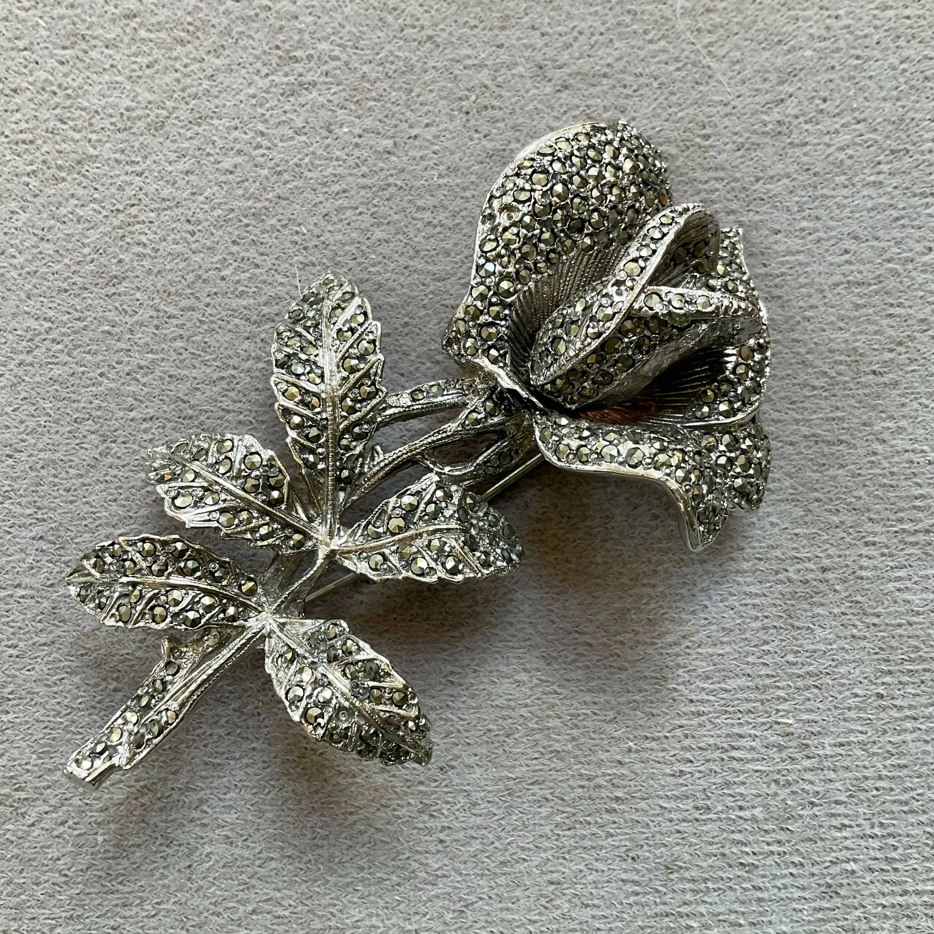 1960’s marcasite rose brooch