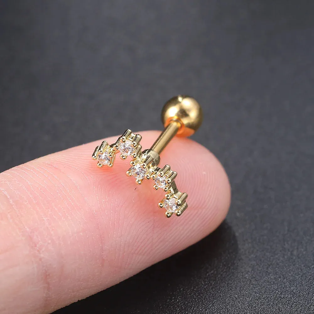 1PC Helix Ear Piercing Stud Earrings for Women Zircon Star Ear Tragus Cartilage Piercing Accessories Jewelry Gift Drop Shipping