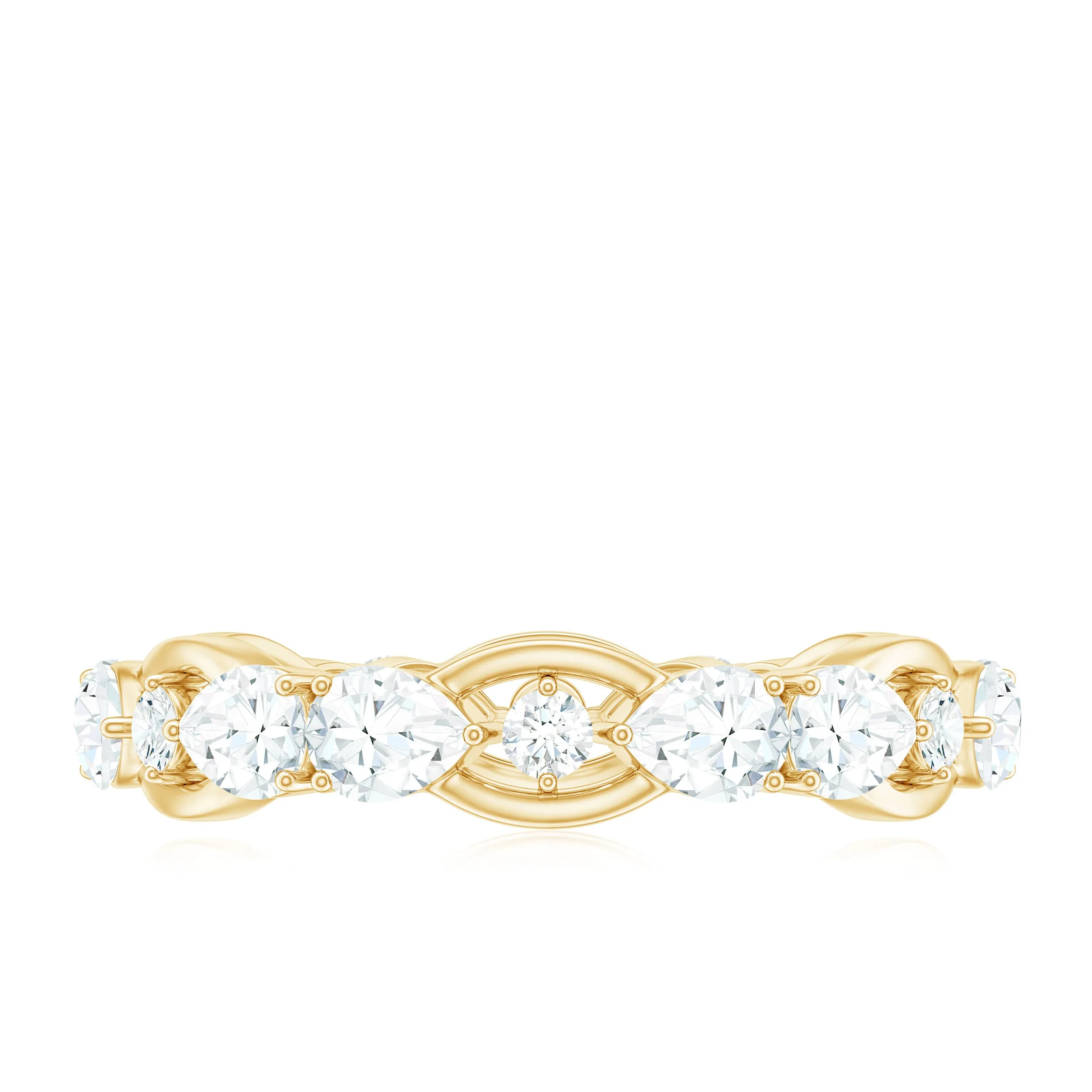 2 CT Round and Pear Cut Zircon East West Gold Eternity Ring