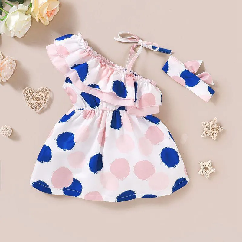 2-piece Polka Dot Dress & Headband for Toddler Girl