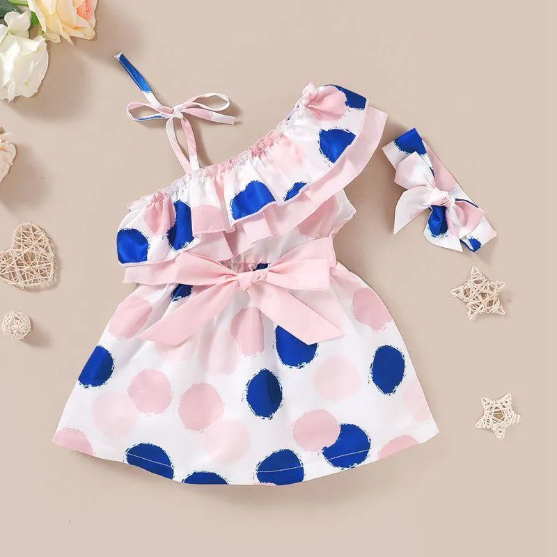 2-piece Polka Dot Dress & Headband for Toddler Girl