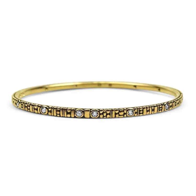 Alex Sepkus Yellow Gold Seashore Diamond Bangle Bracelet