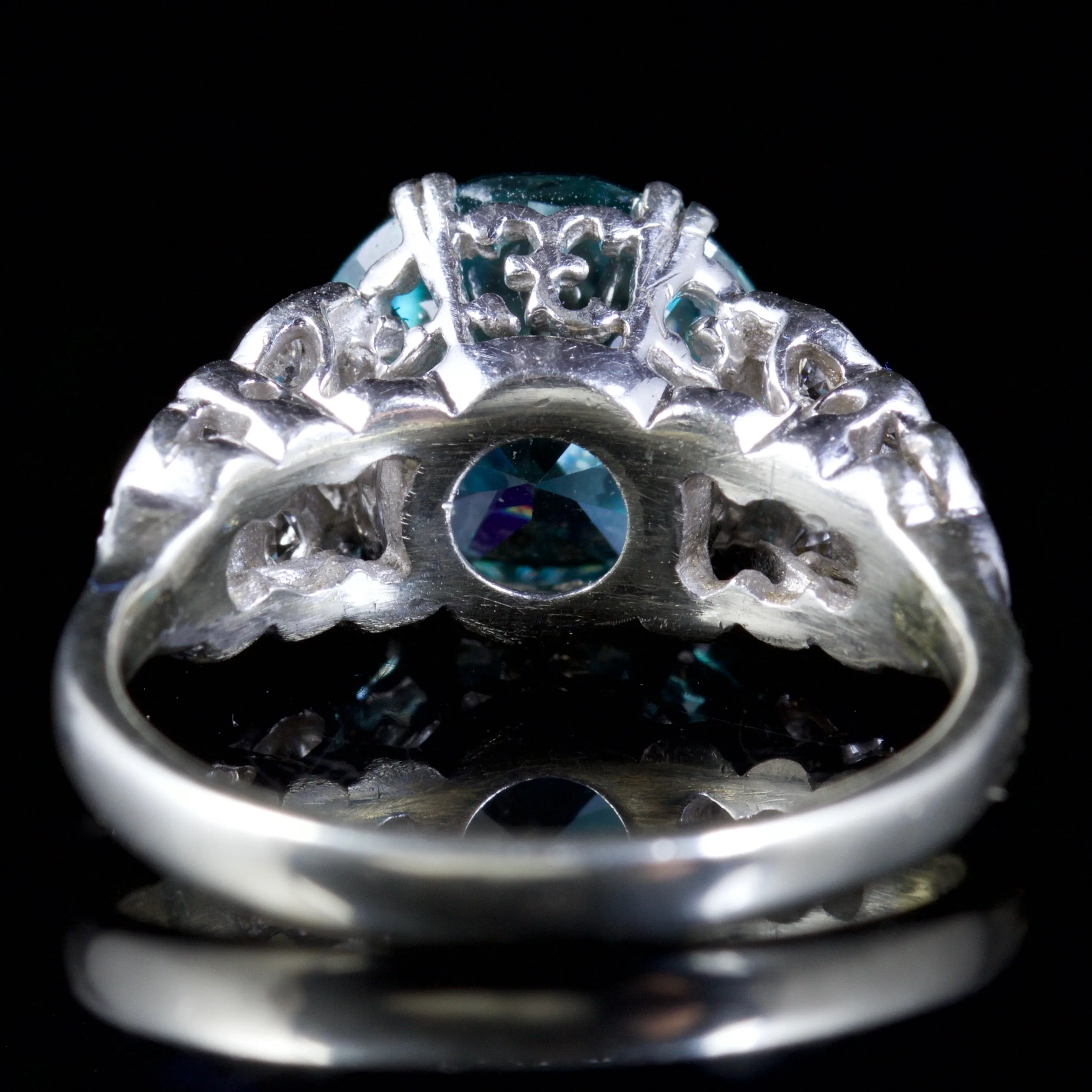 Antique Edwardian Blue Zircon Spinel Ring 18Ct Circa 1914