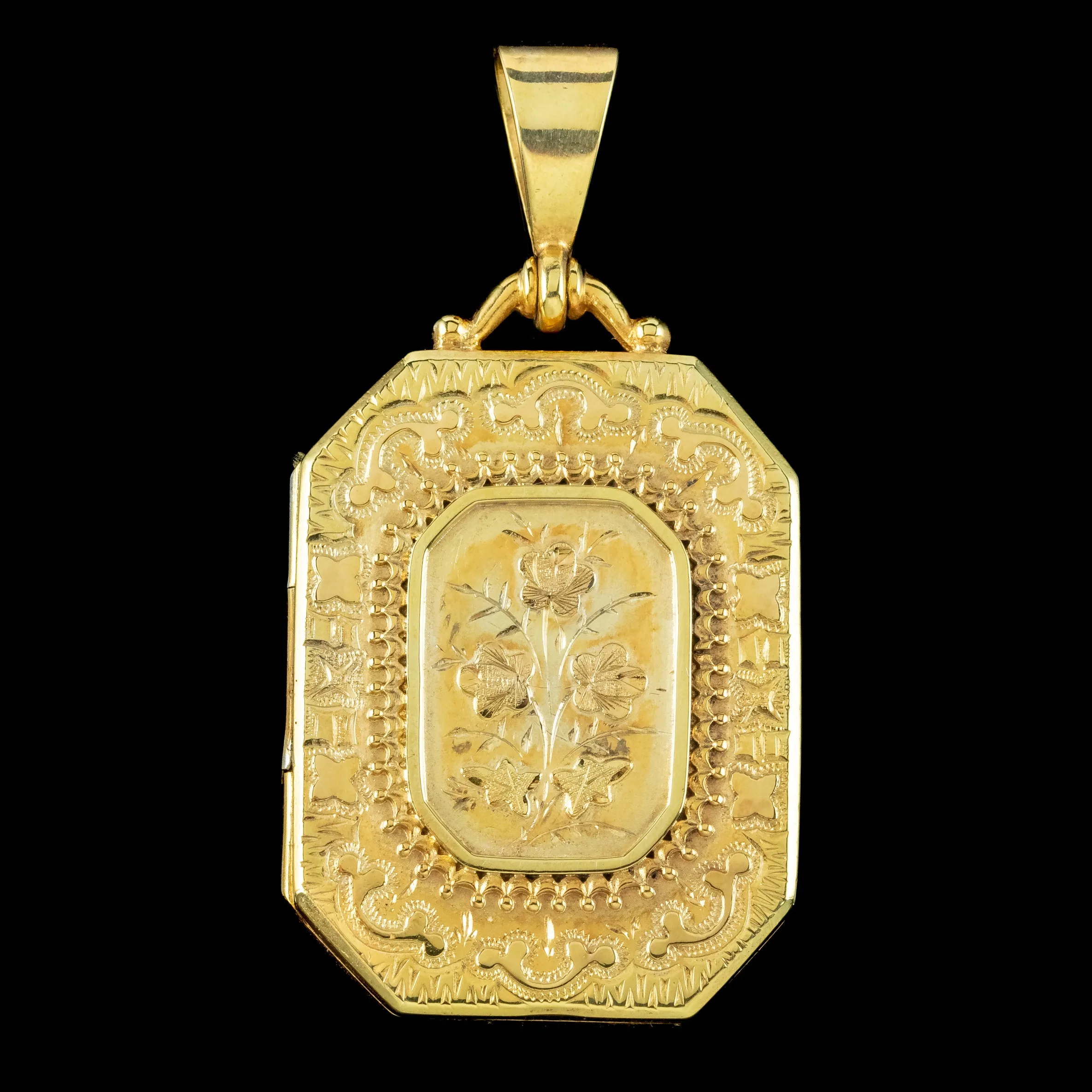 Antique Victorian Forget Me Not Locket Silver Gold Gilt Dated 1880