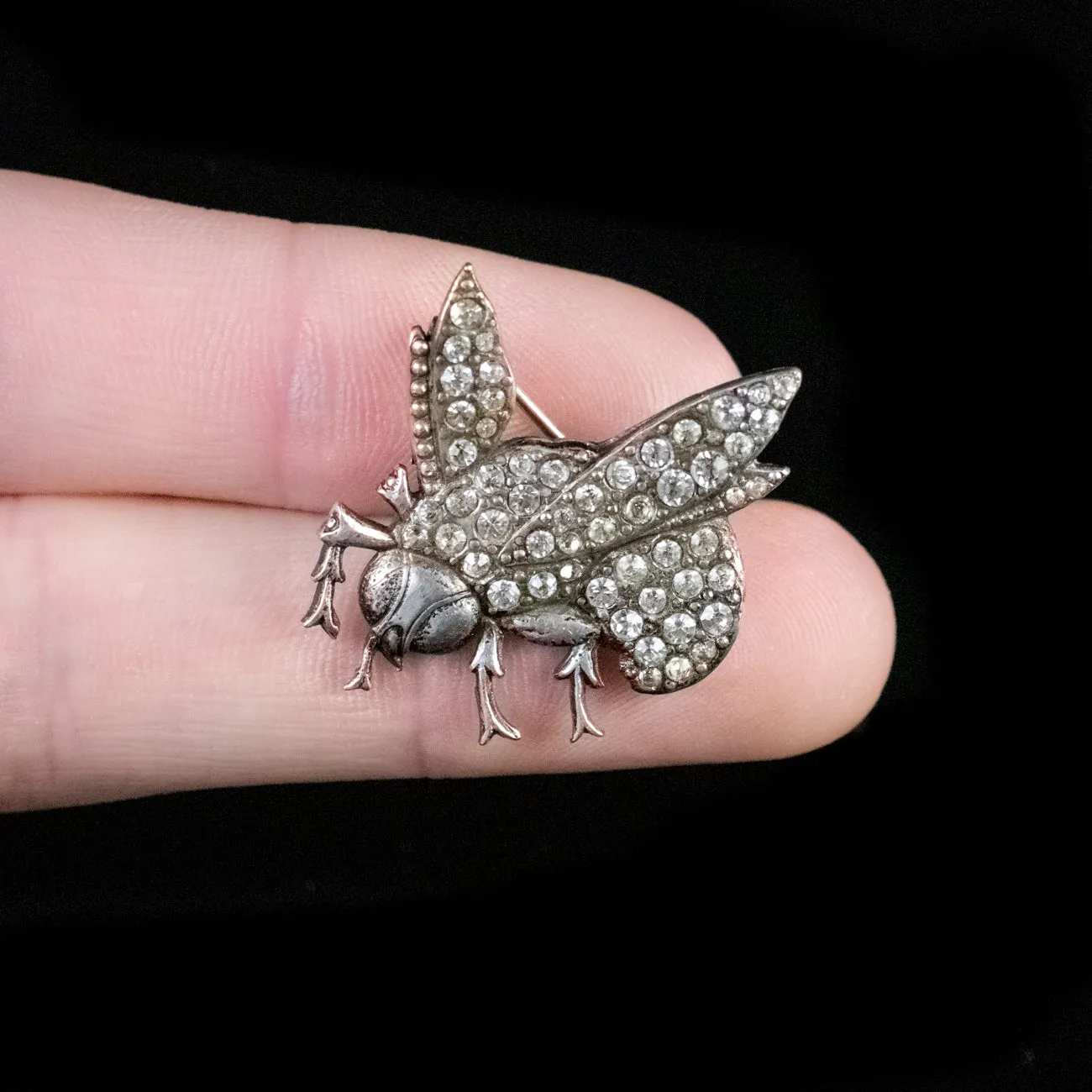 Antique Victorian Paste Bee Brooch Silver Circa 1900