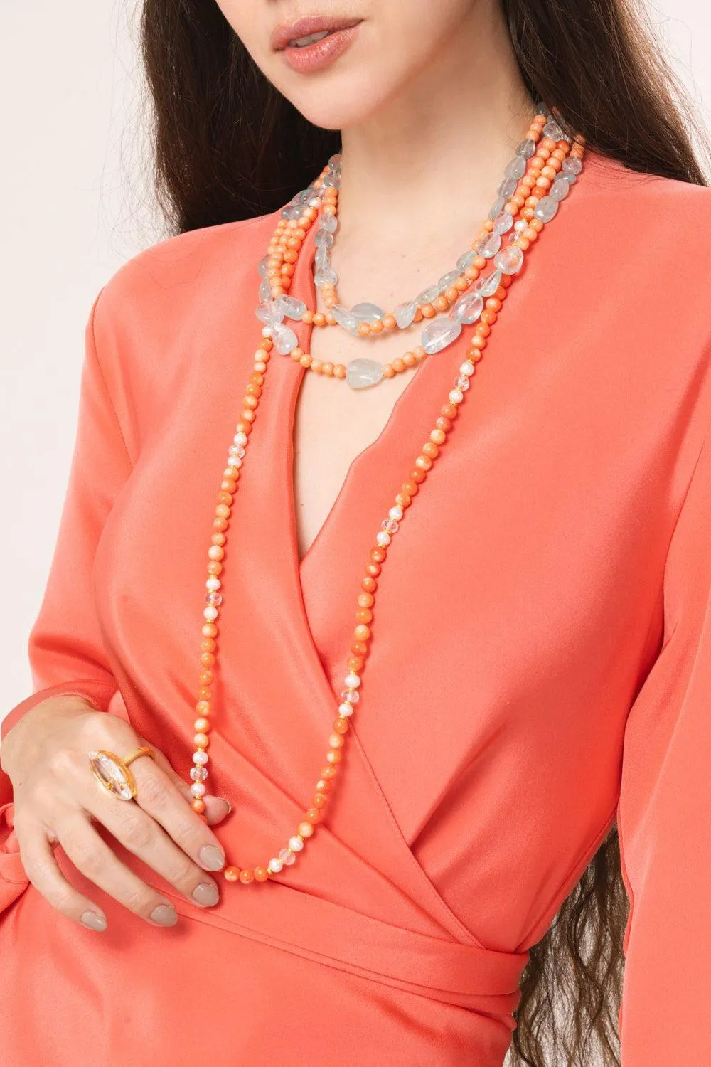 Aquamarine and Coral Necklace