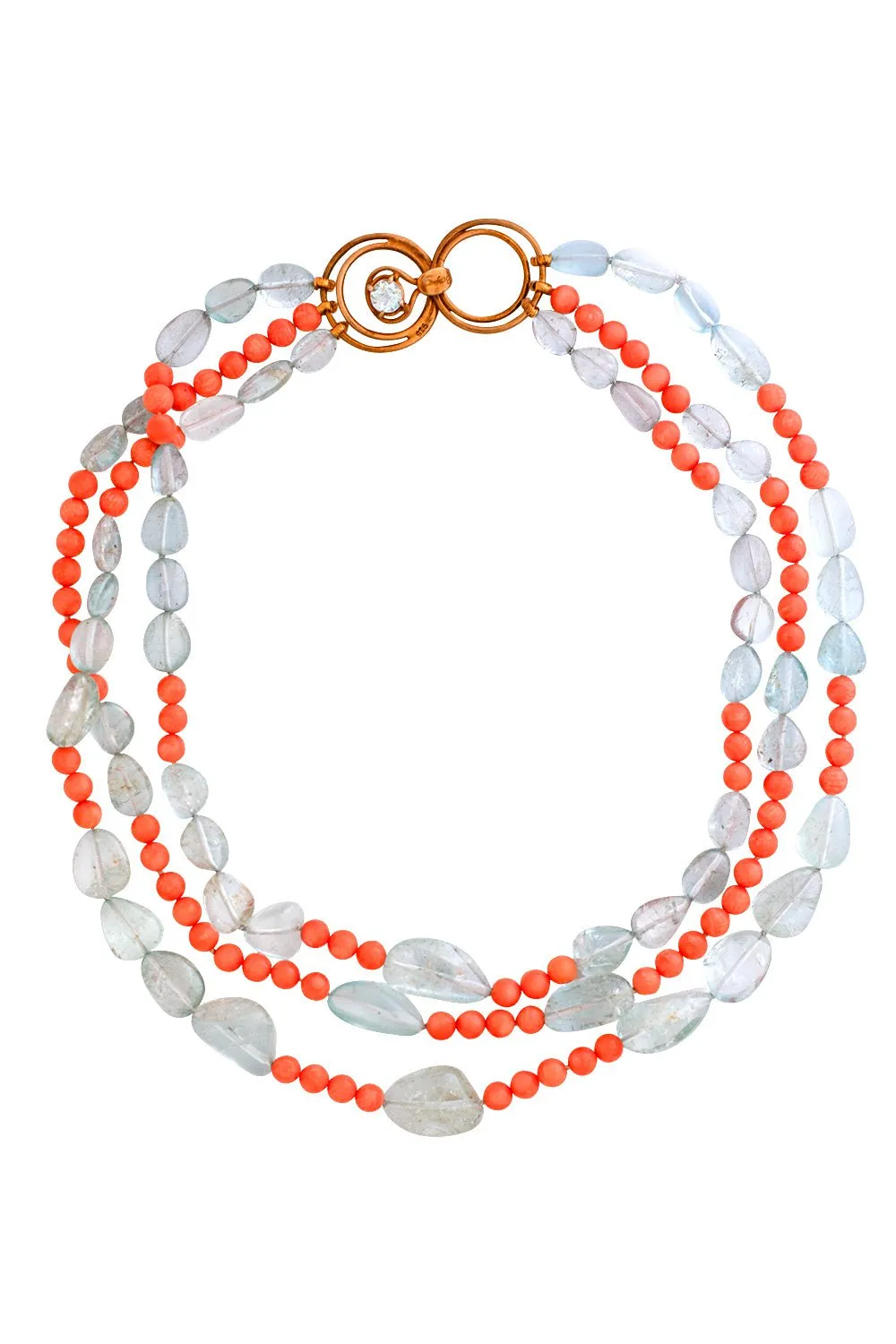 Aquamarine and Coral Necklace