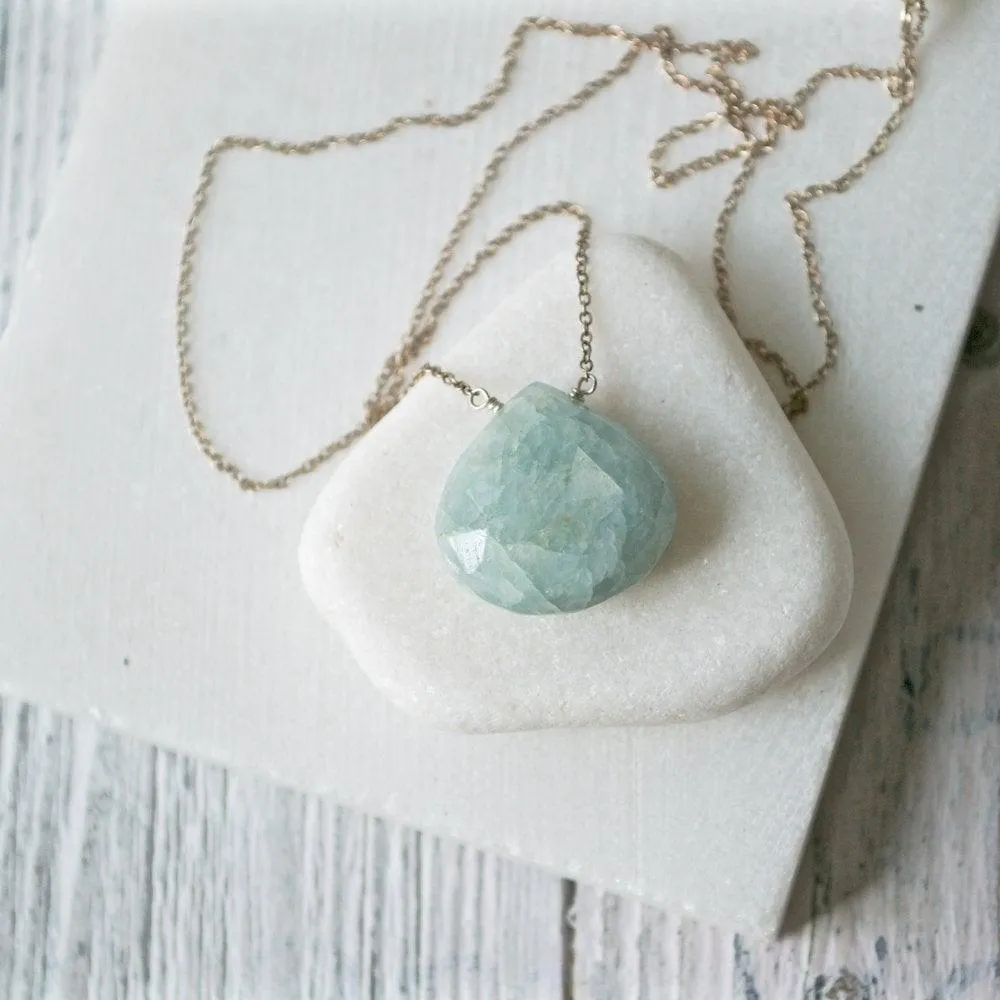 Aquamarine Gemstone & Sterling Silver Necklace