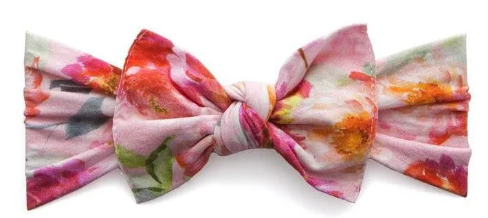 Baby Bling Soft Pink Floral Printed Knot Headband