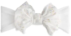 Baby Bling White Floral Jersey Bow Headband