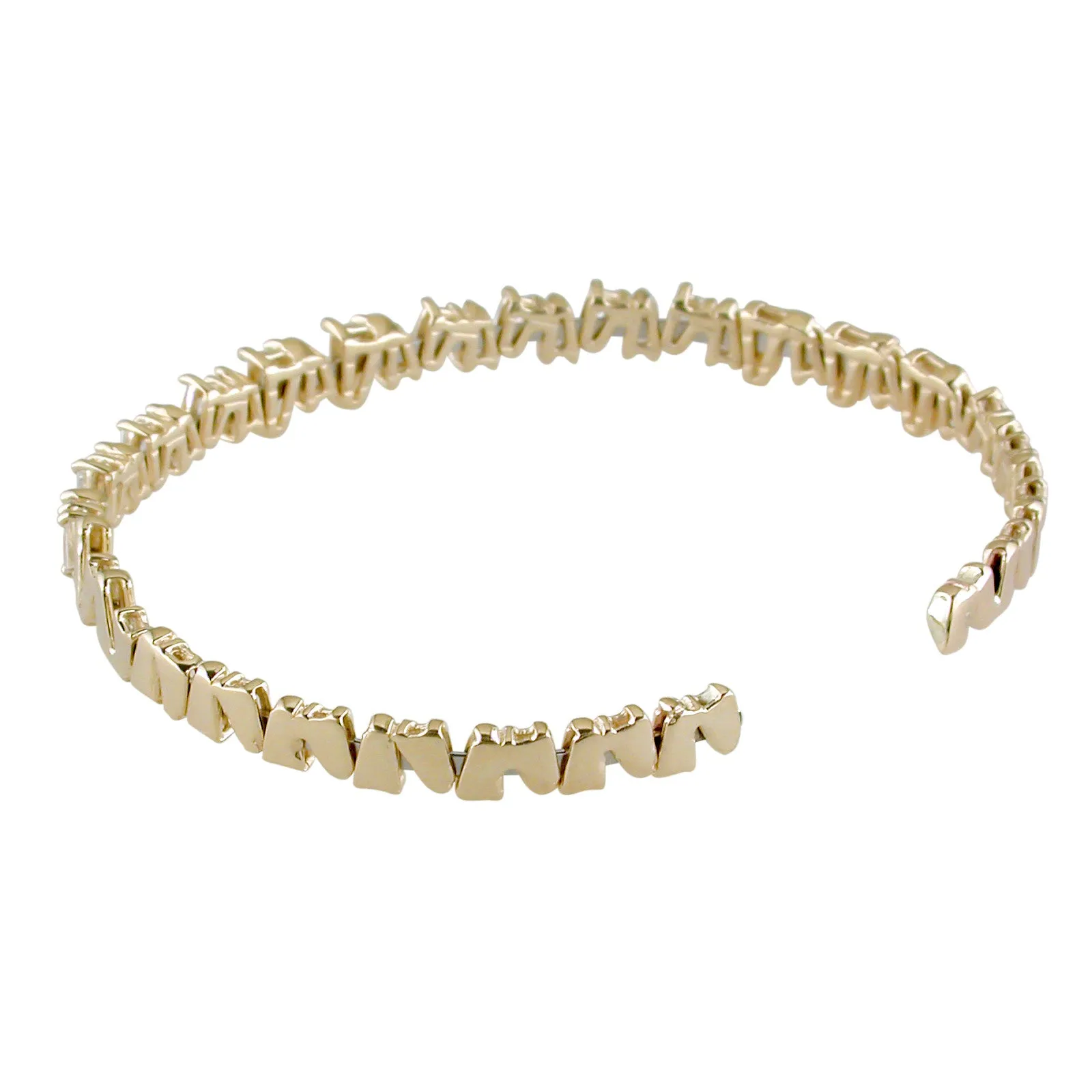 Baguette Diamond 14K Yellow Gold Semi-Stiff Flexible Bracelet