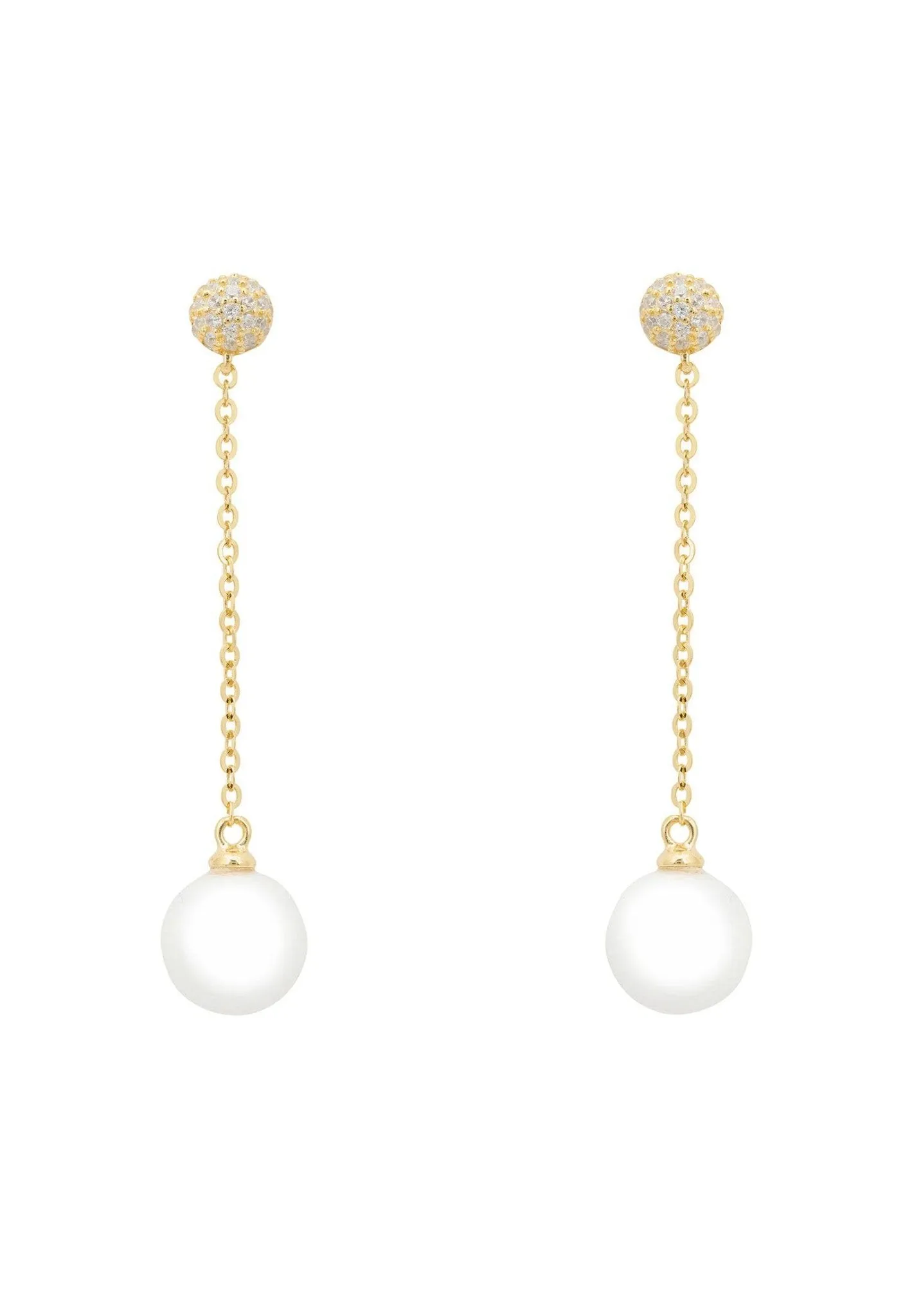 Ball Chain & Pearl Earrings Gold