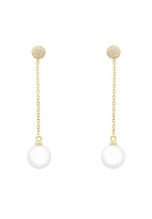 Ball Chain & Pearl Earrings Gold