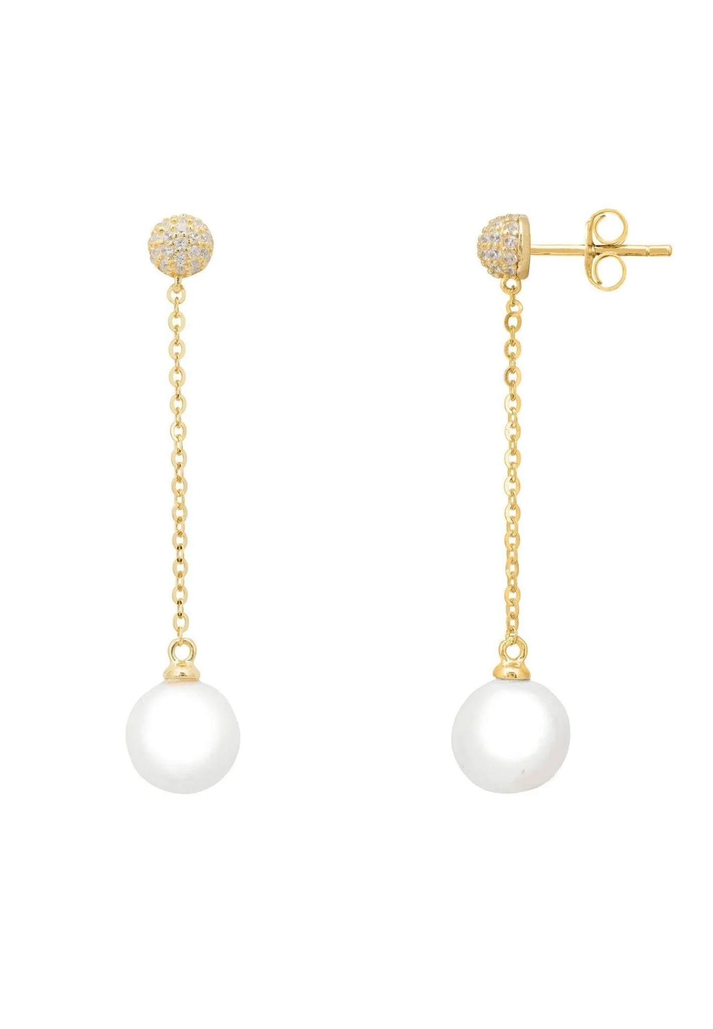 Ball Chain & Pearl Earrings Gold