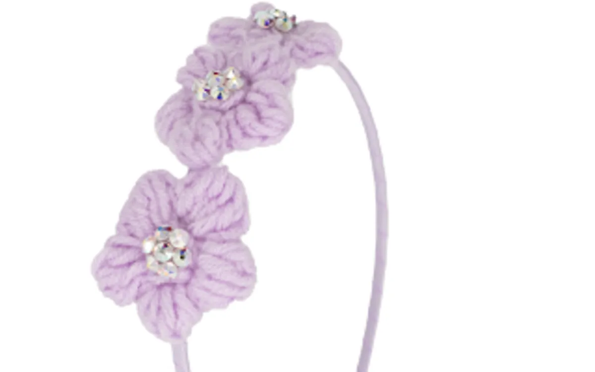 Bari Lynn Crystallized Crochet Triple Flower Headband - Lavender