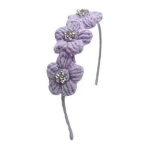 Bari Lynn Crystallized Crochet Triple Flower Headband - Lavender