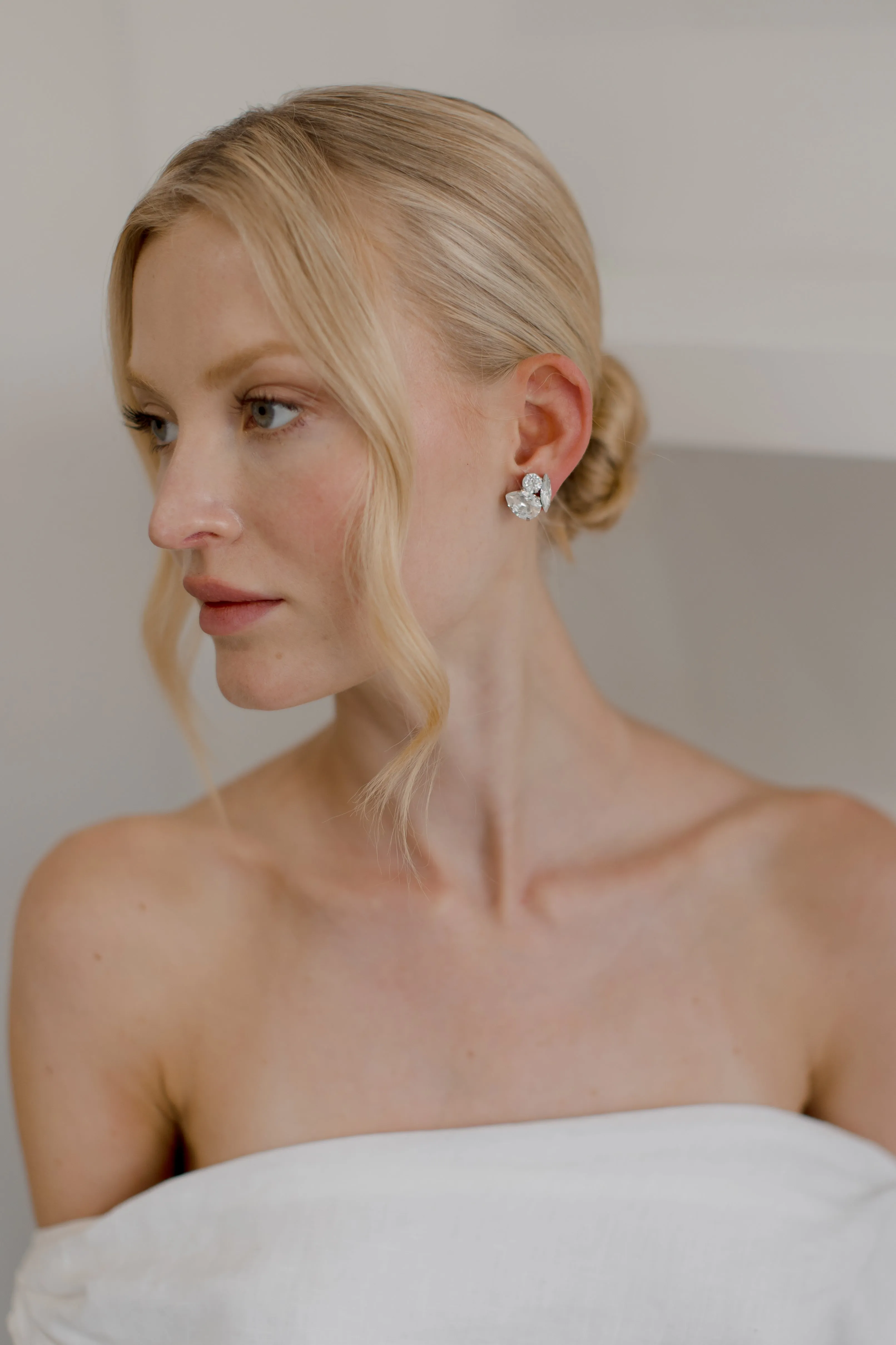 Bau - Silver Swarovski Bridal Cluster Stud Earrings