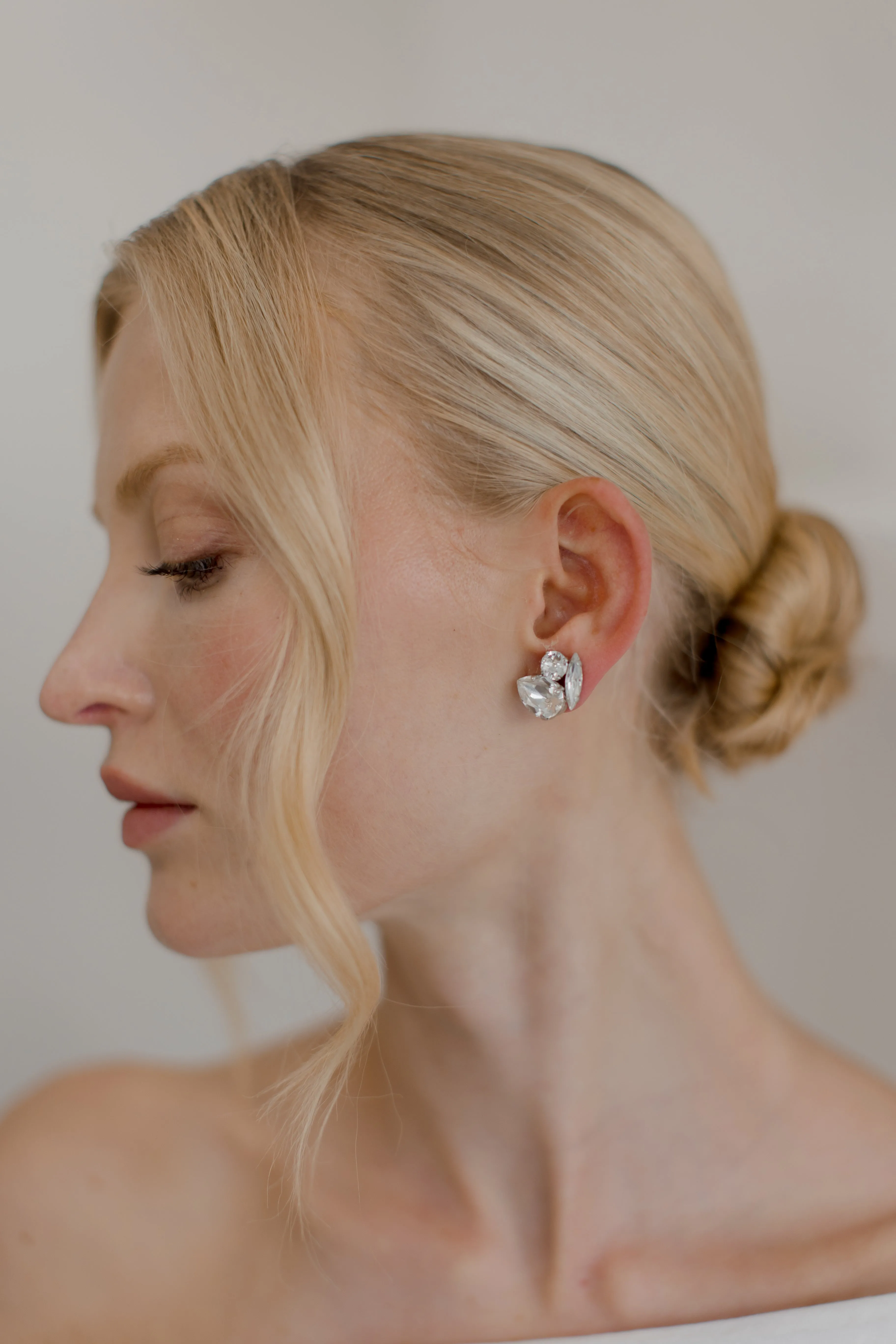 Bau - Silver Swarovski Bridal Cluster Stud Earrings