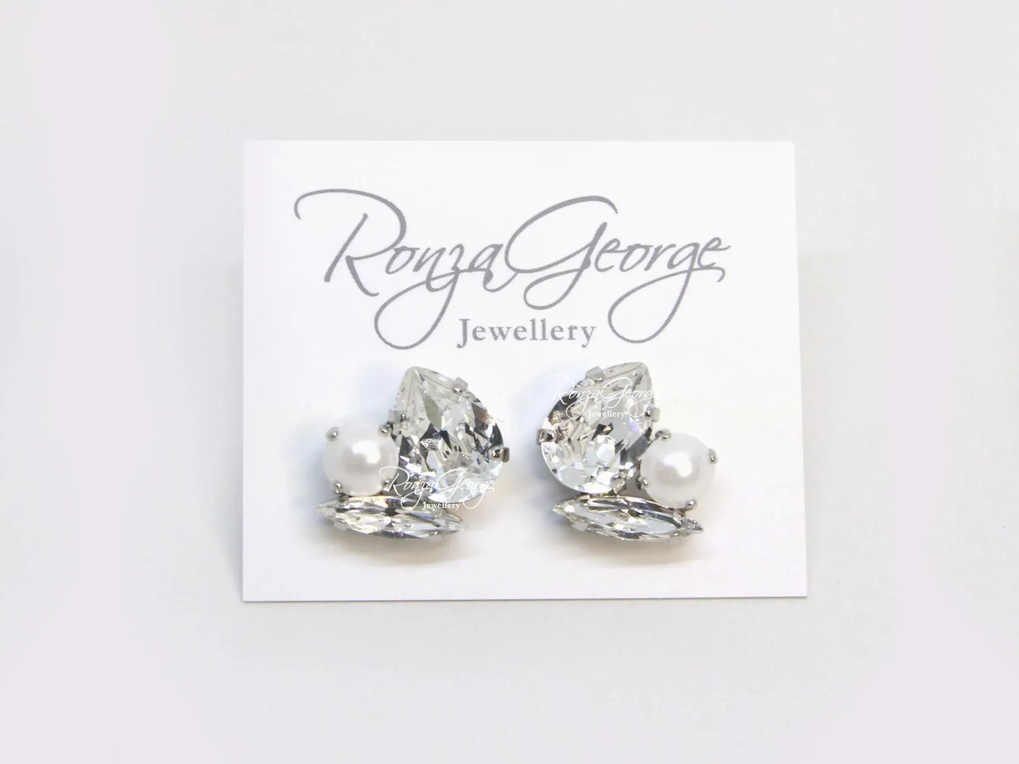 Bau - Silver Swarovski Bridal Cluster Stud Earrings