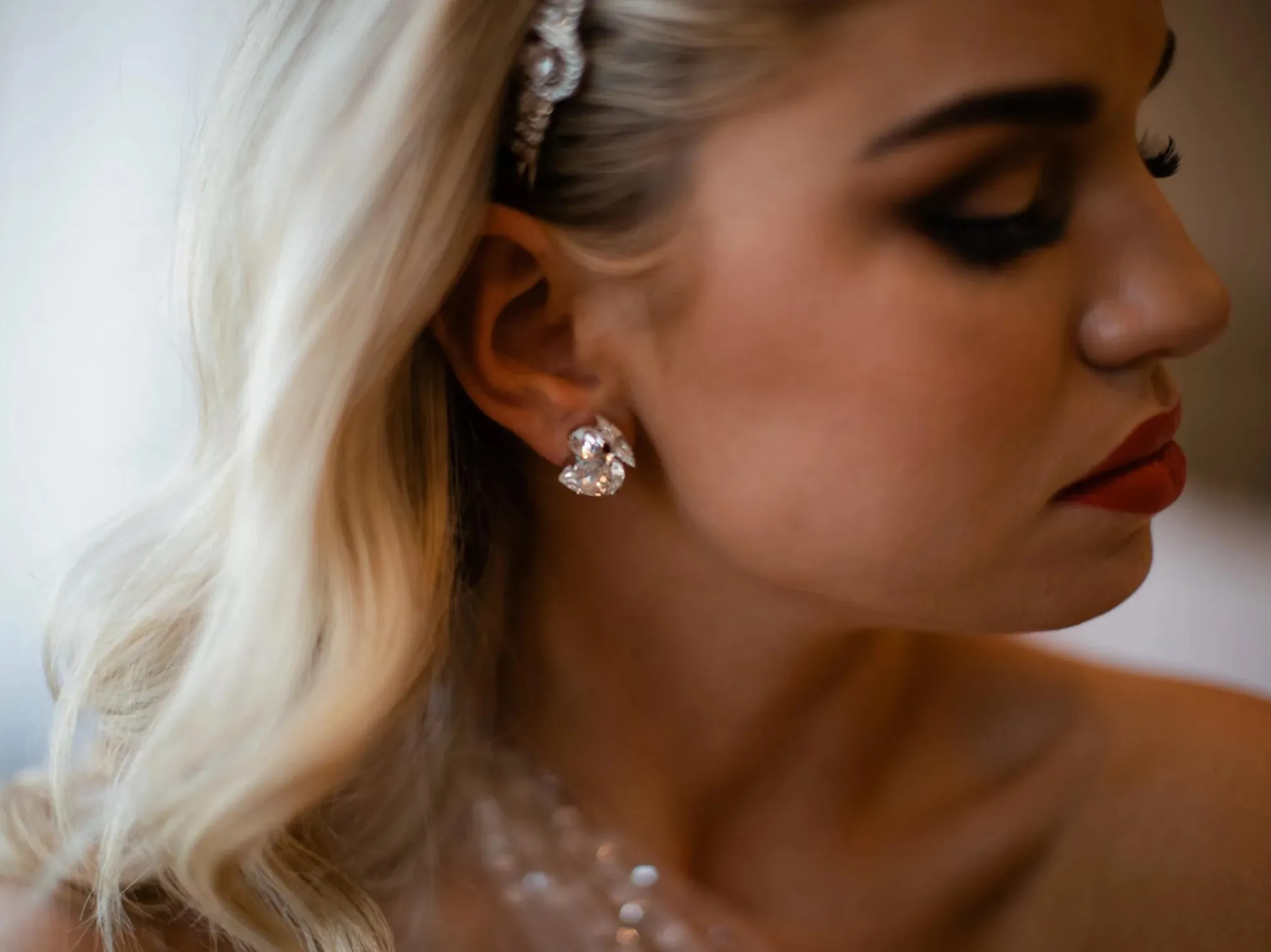 Bau - Silver Swarovski Bridal Cluster Stud Earrings