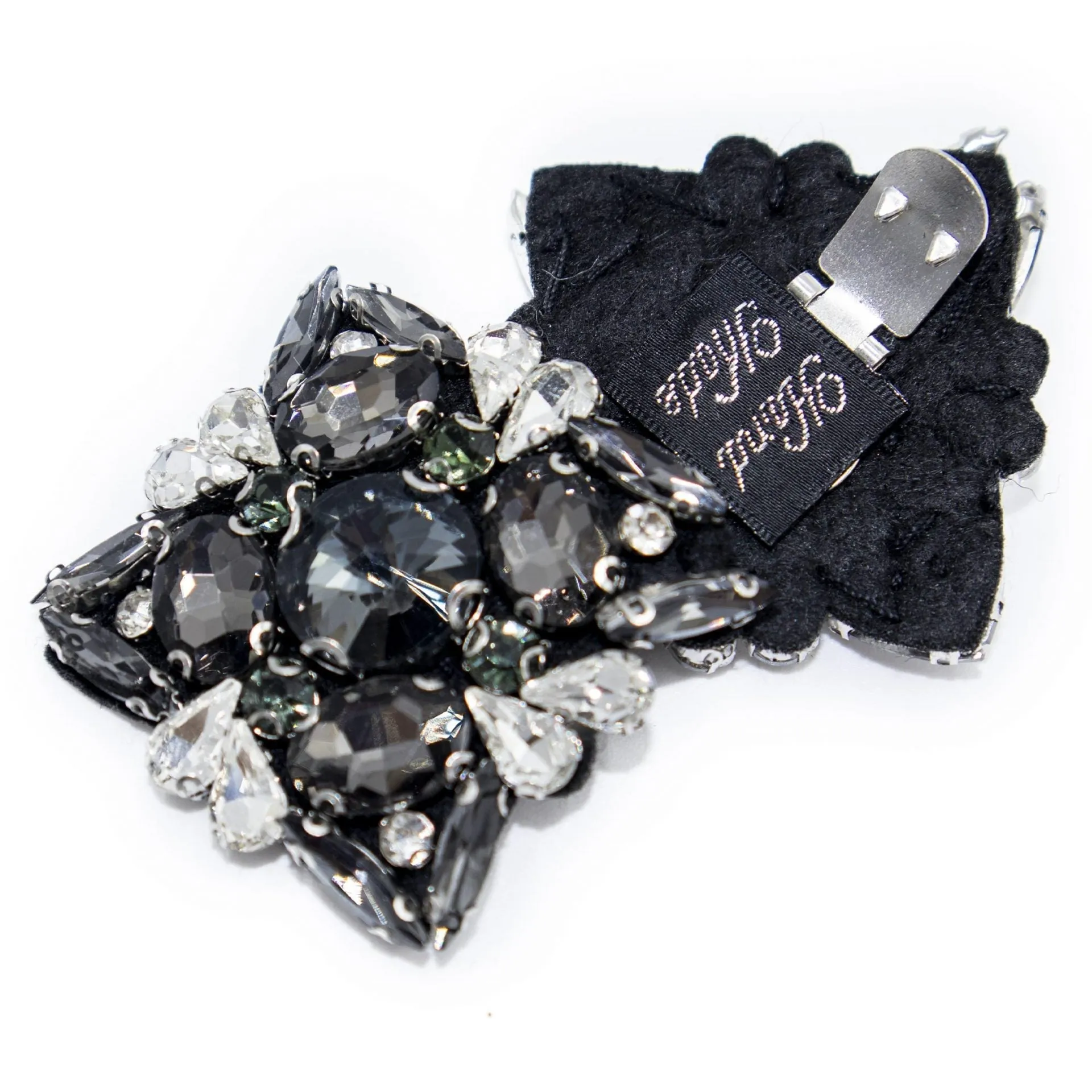 Black and White Square Floral Brooch