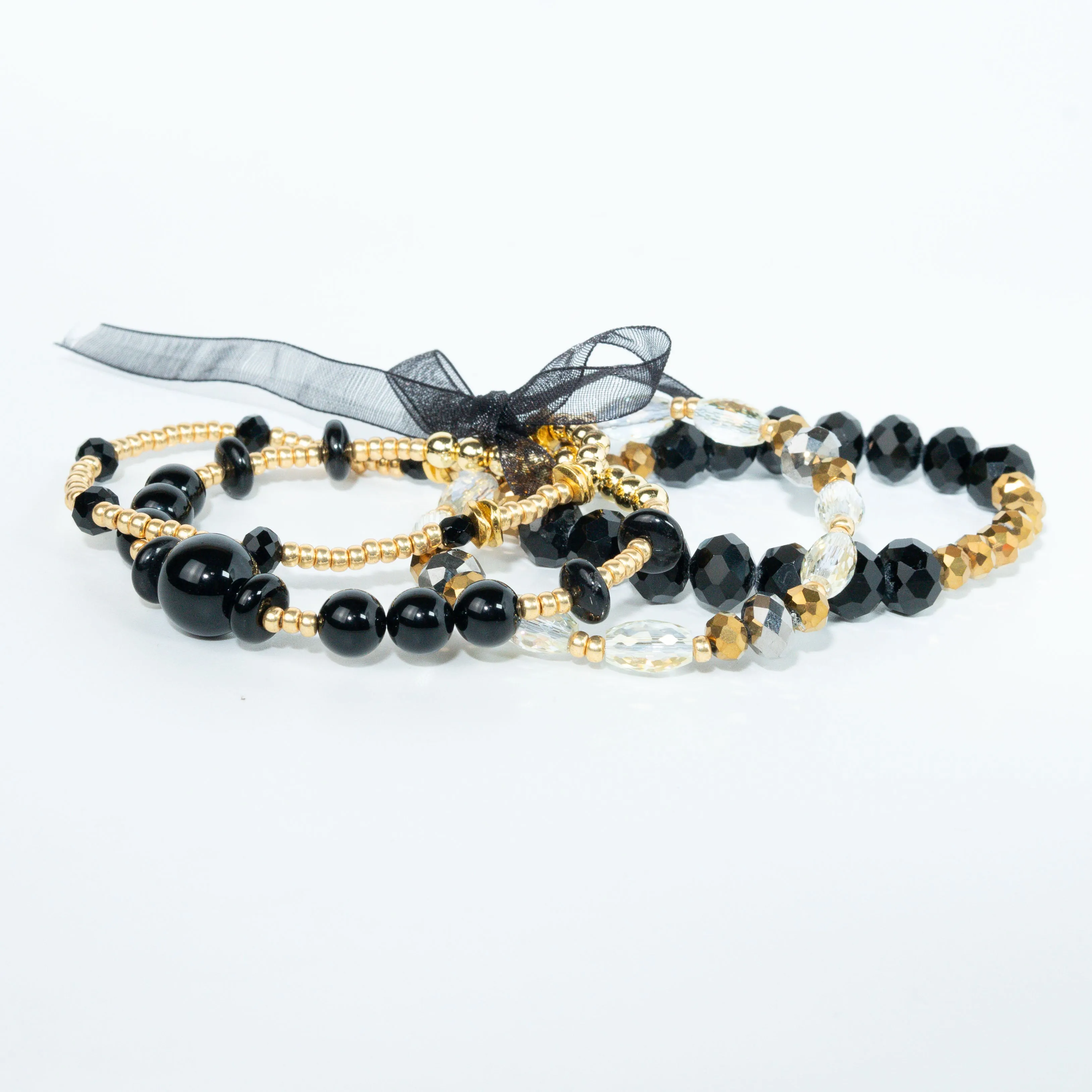 Black Onyx Glam Stack Bracelet