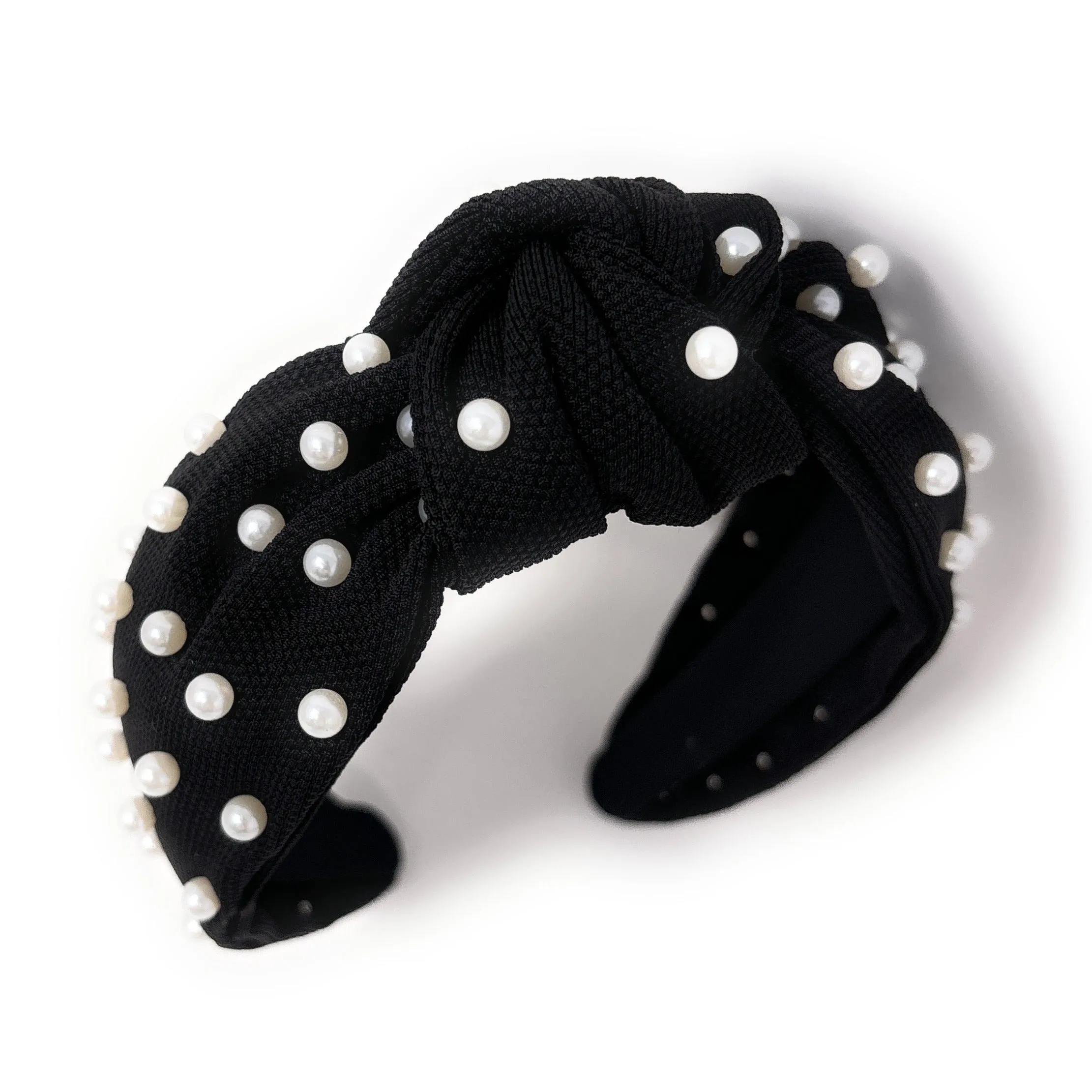 Black White Pearl Knot Headband