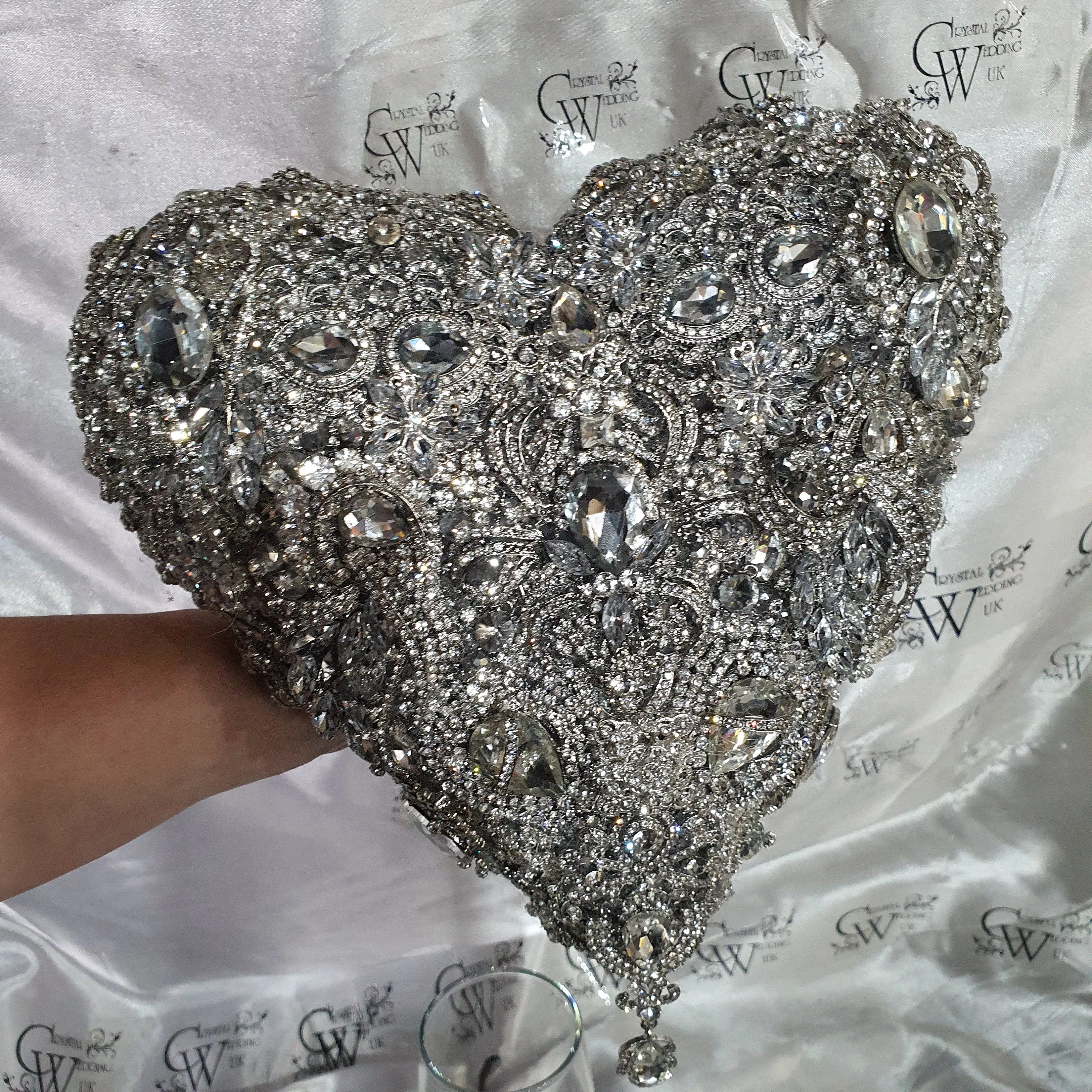 BROOCH BOUQUET Heart shaped brooch bouquet valentine jewel heart wedding bouquet. by Crystal wedding uk