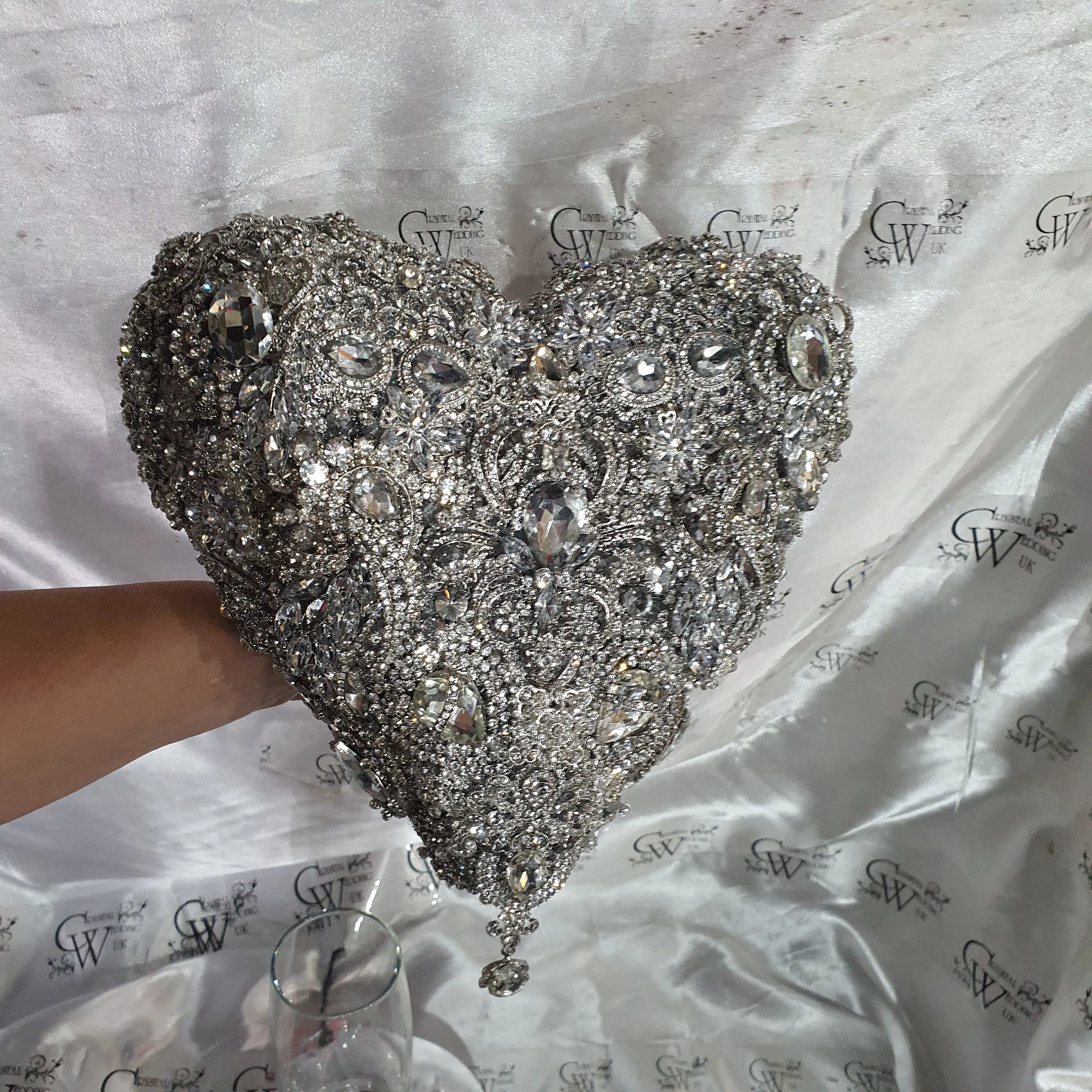 BROOCH BOUQUET Heart shaped brooch bouquet valentine jewel heart wedding bouquet. by Crystal wedding uk