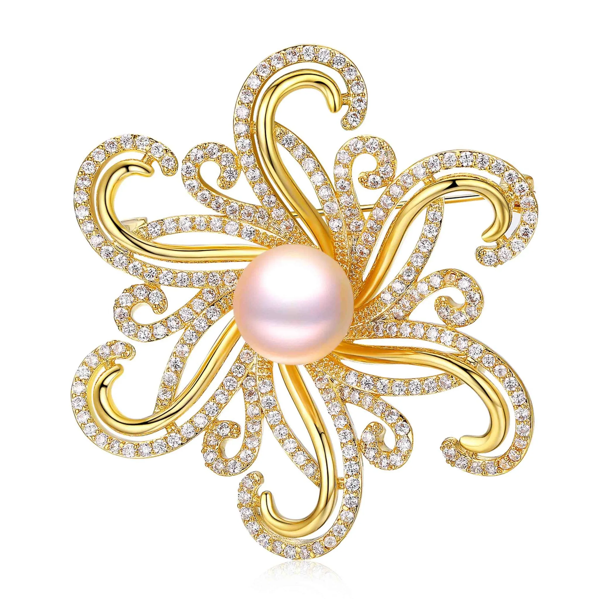 BURNING FLAMES EDISON PEARL BROOCH