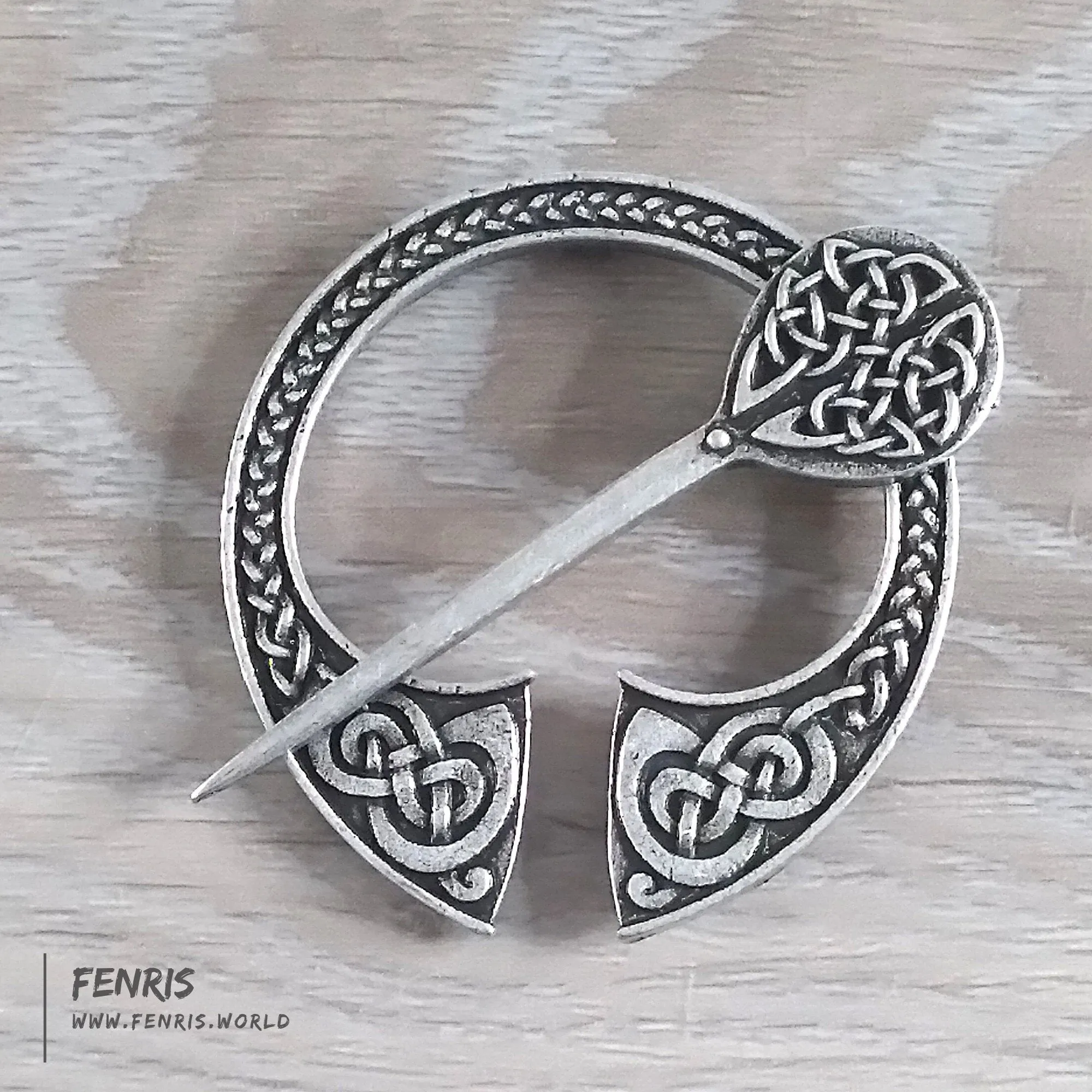 Celtic Cloak Pin Brooch Penannular Silver Knot Work Viking Style | Fenris