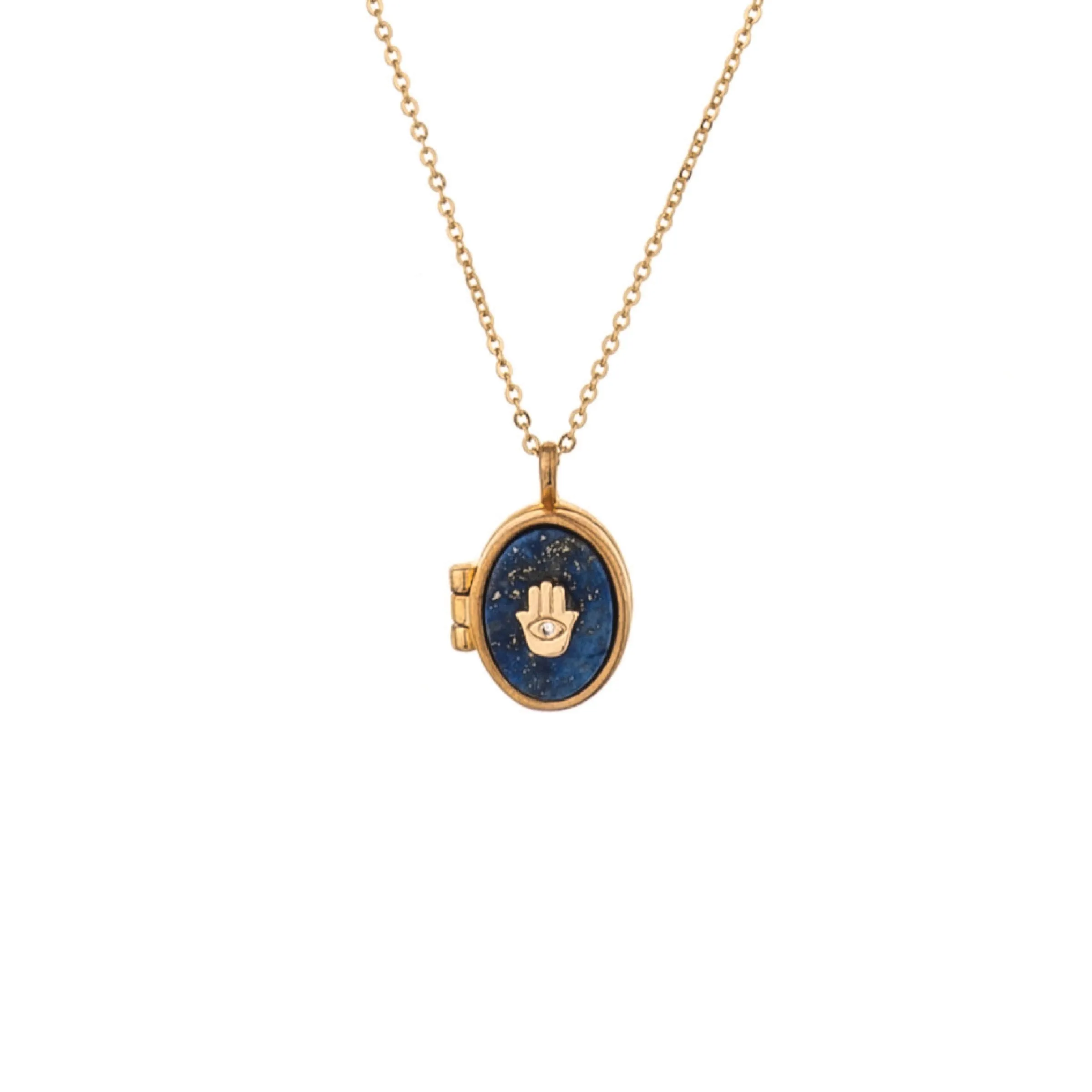 Charged Lapis Locket Necklace