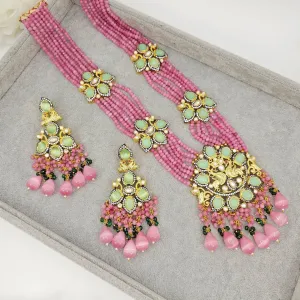 Ciara- Kundan Mala Necklace Set Pink