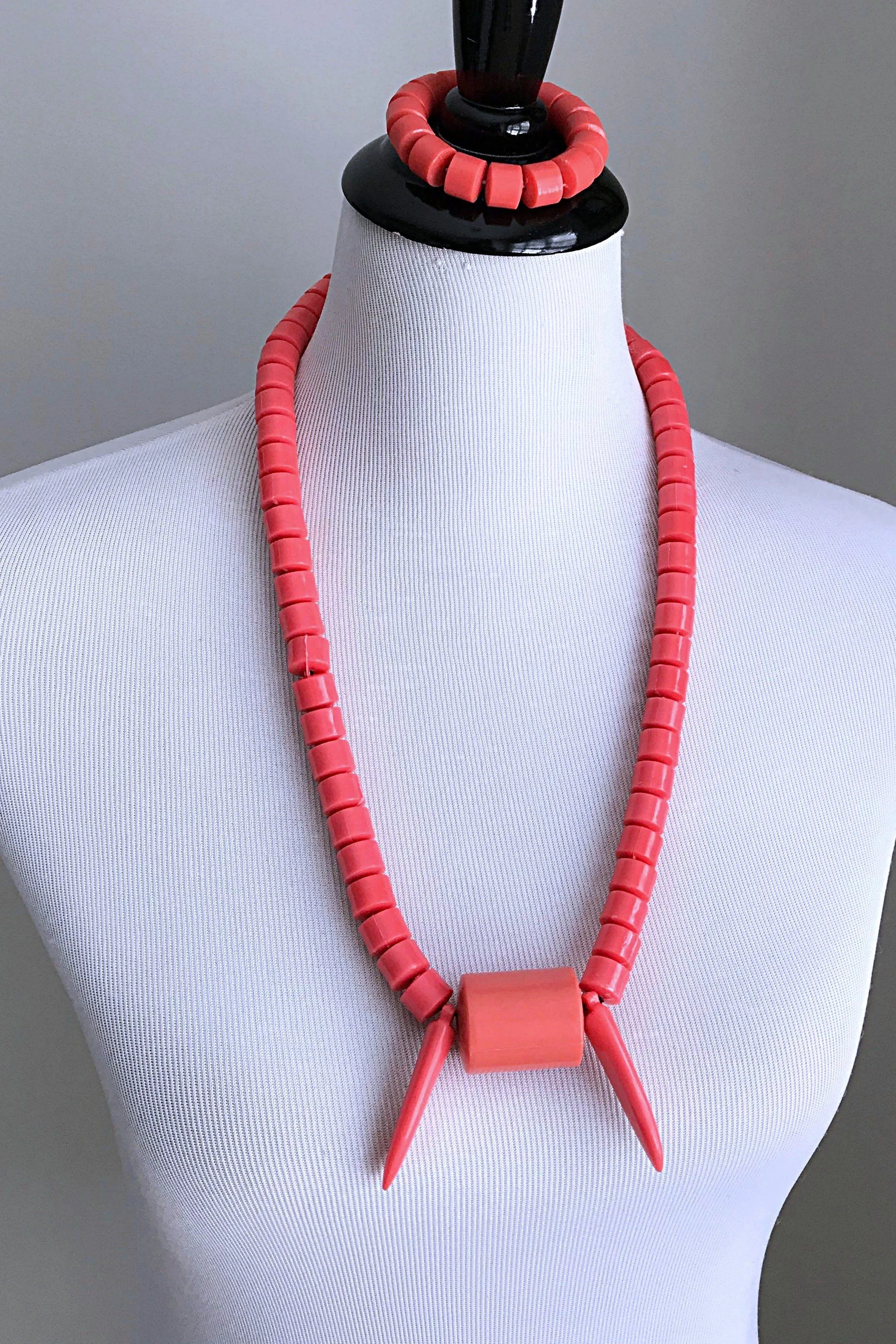 Coral Nigerian Wedding Beads Necklace