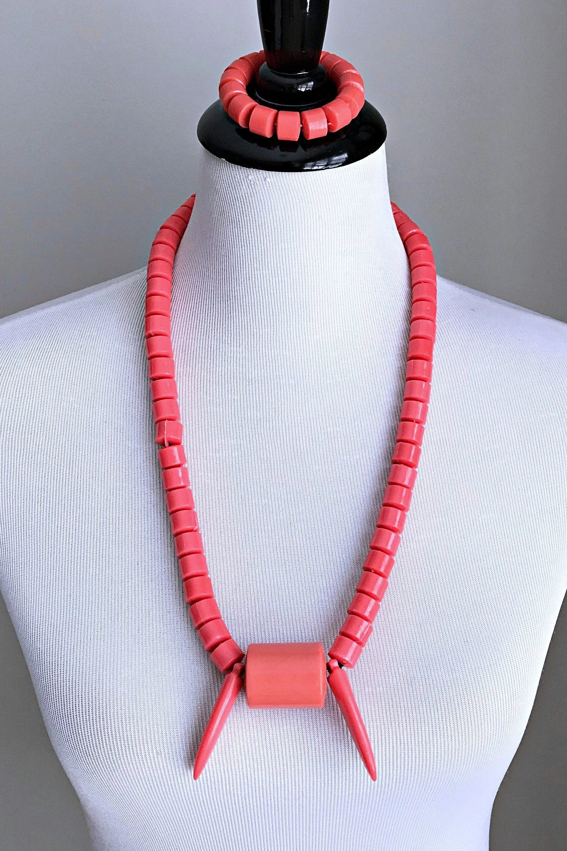 Coral Nigerian Wedding Beads Necklace