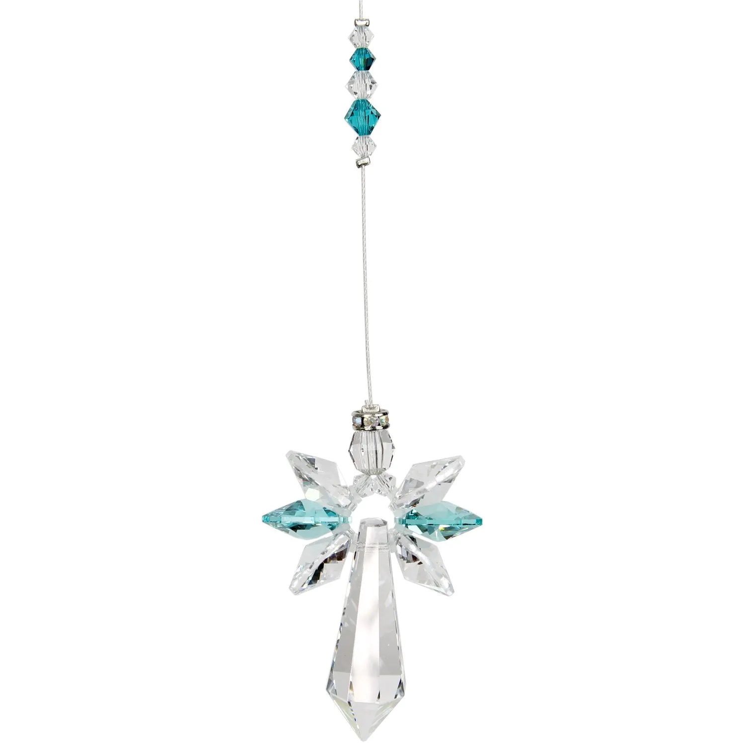 Crystal Guardian Angel Suncatcher - Large, Blue Zircon