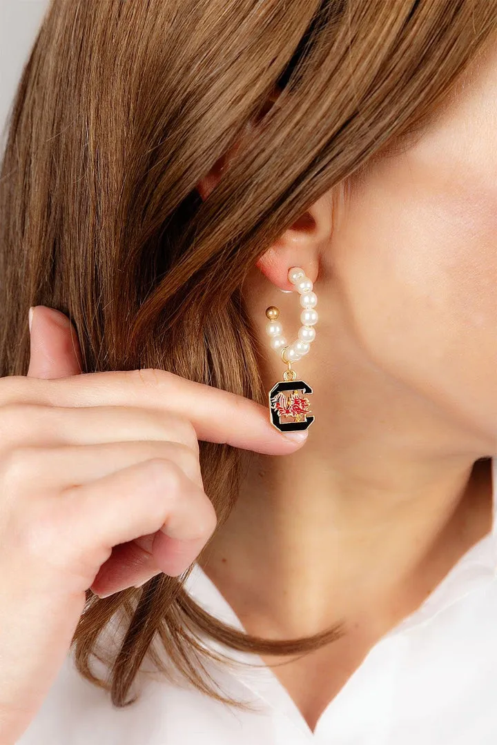 CV Pearl Hoop Drop Earring