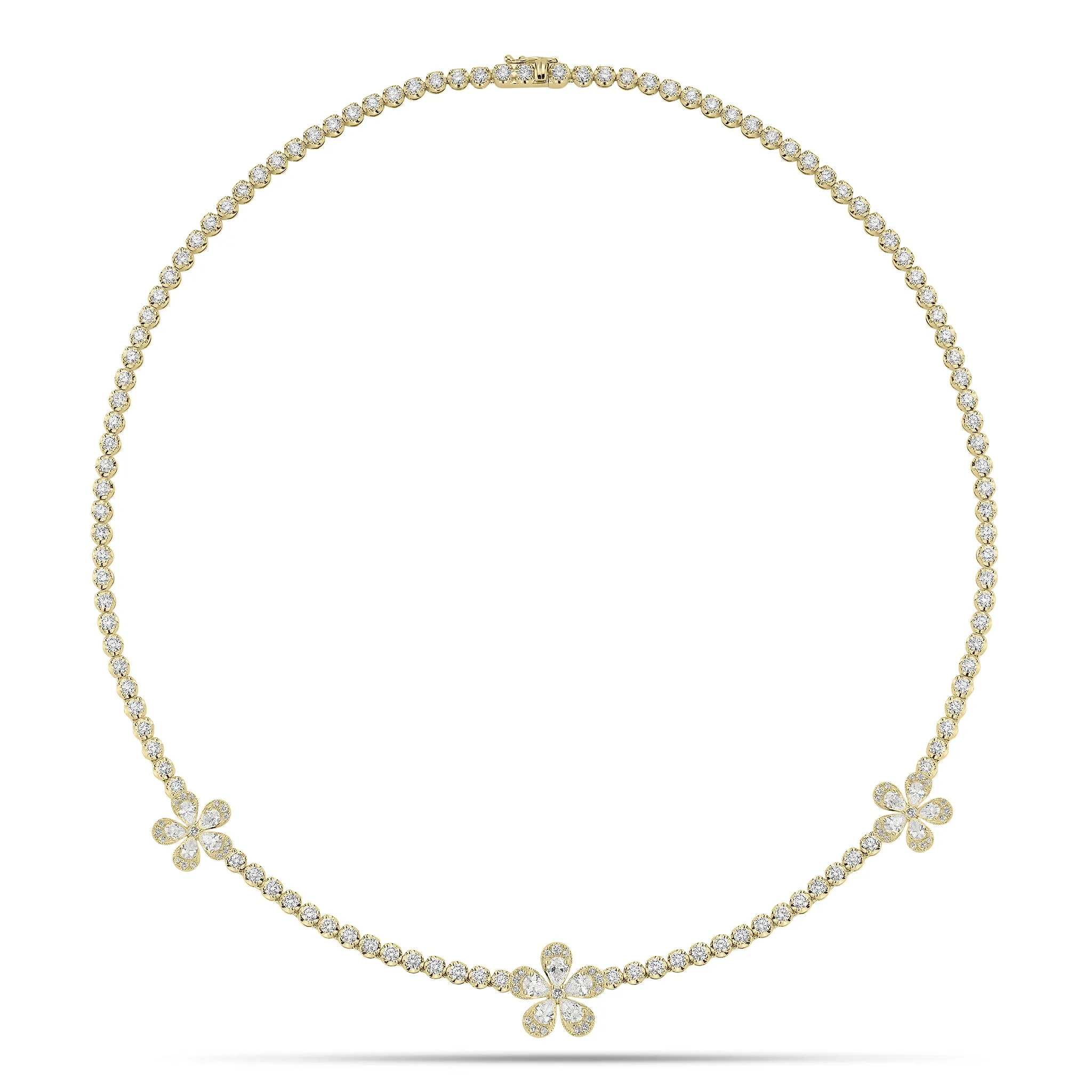 Diamond Flower Tennis Necklace