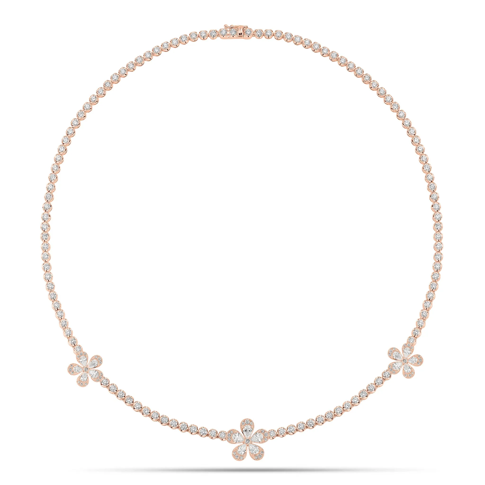 Diamond Flower Tennis Necklace