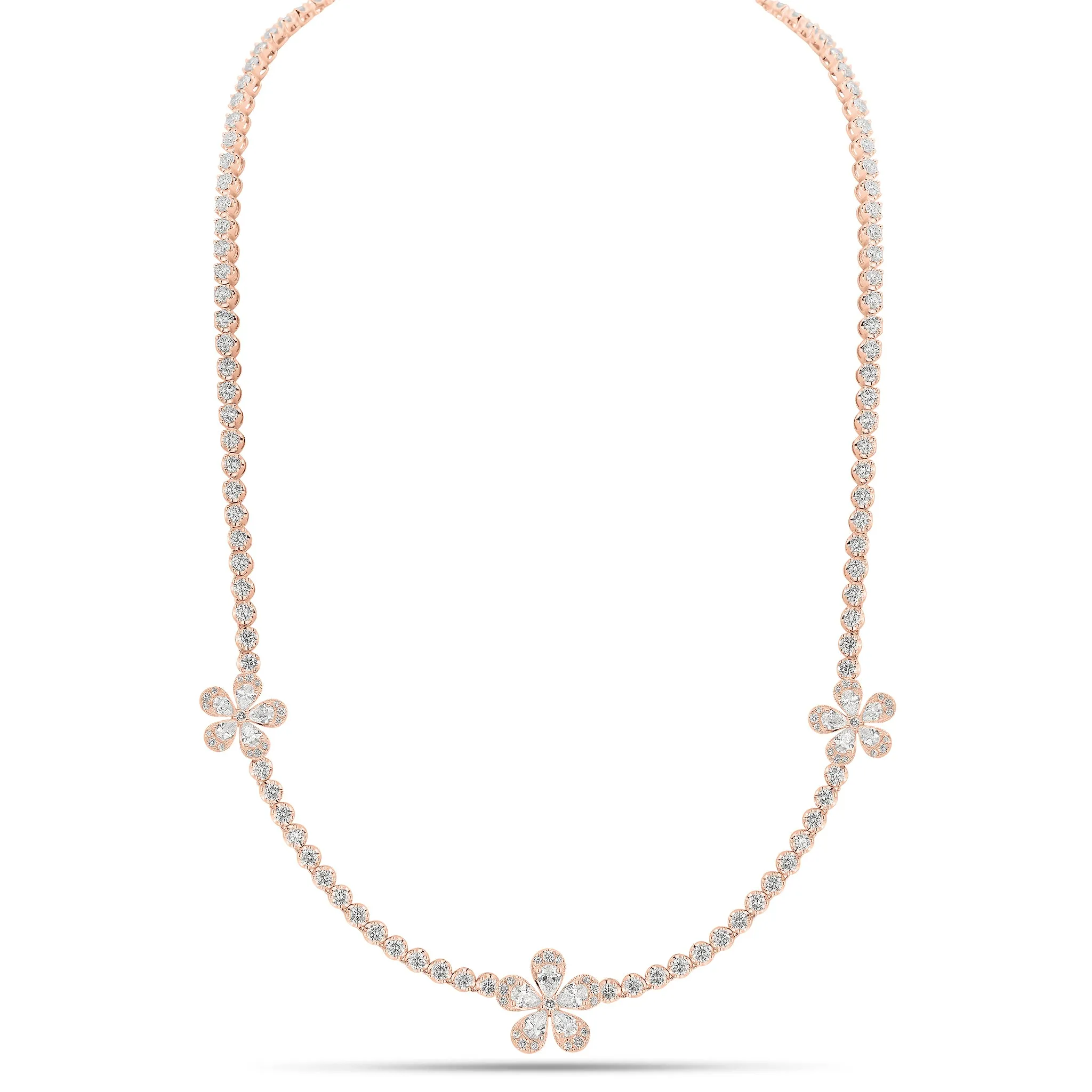 Diamond Flower Tennis Necklace