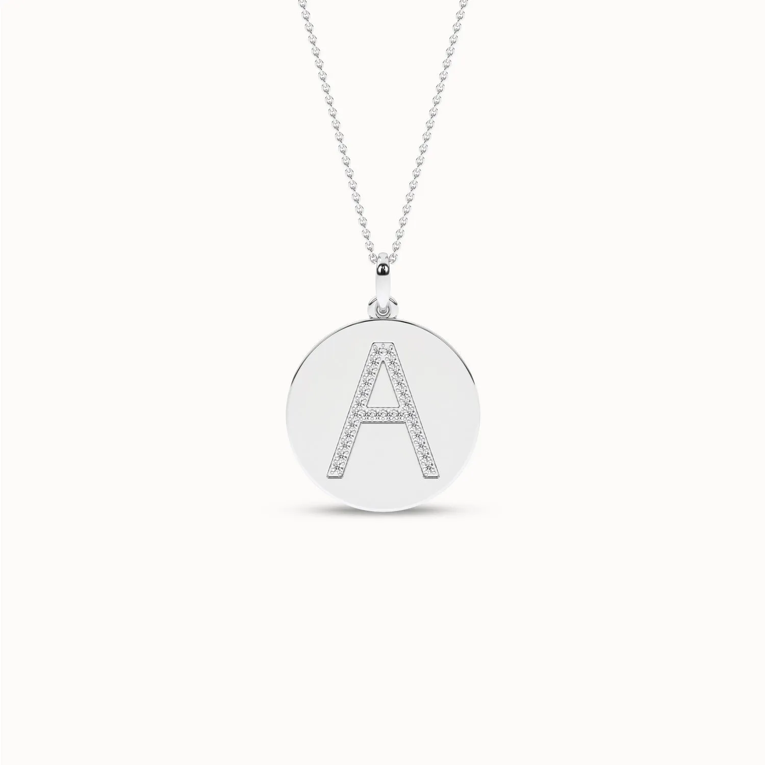 Diamond Initial Disc Necklace