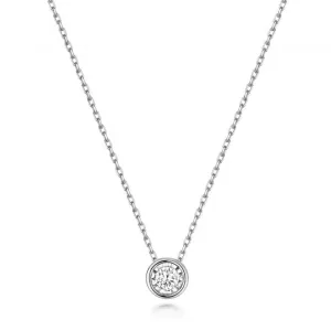 Diamond Jewellery 9ct White Gold Diamond Illusion Rubover Necklace ND136W