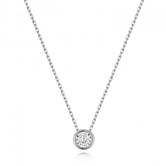 Diamond Jewellery 9ct White Gold Diamond Illusion Rubover Necklace ND136W