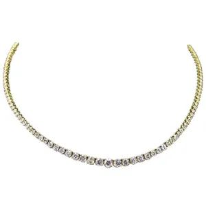 DIAMOND Round Cut Line Necklace 18 Karat Yellow Gold