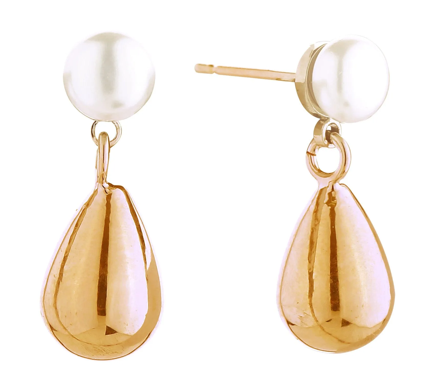 DJE310889 14K Teardrop Pearl Post Earrings