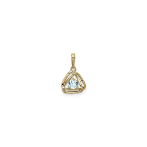 Double Triangle Interlocked Aquamarine Pendant (14K)