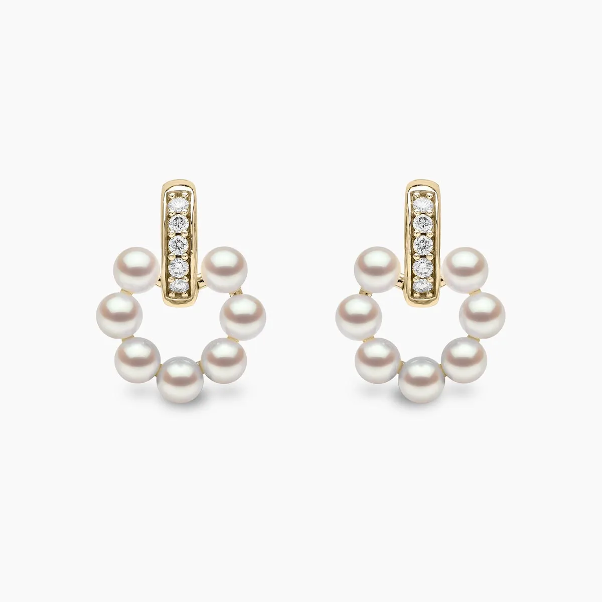 Eclipse 18K Gold Pearl and Diamond Moon Earrings