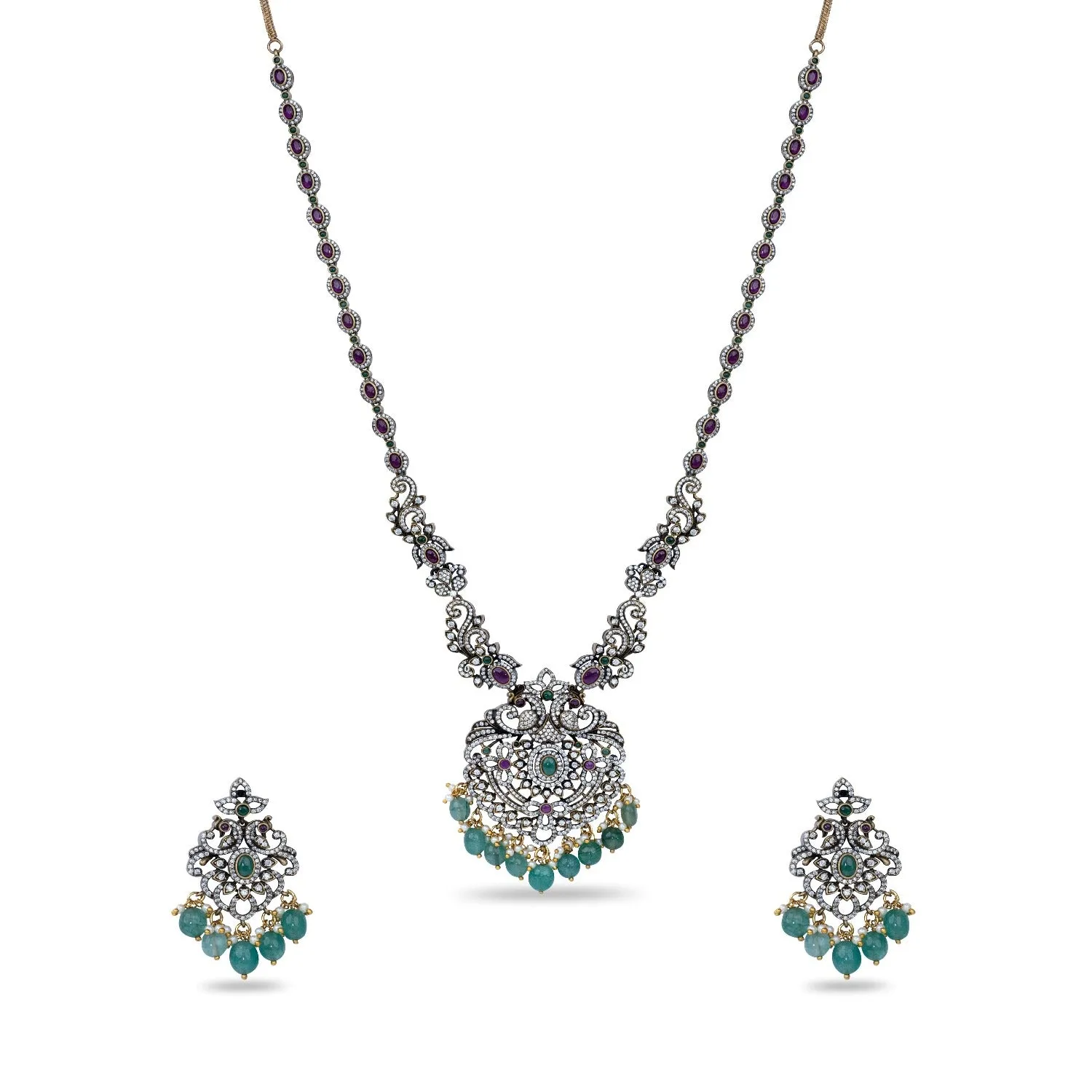 Elanor Nakshatra CZ Long Necklace Set