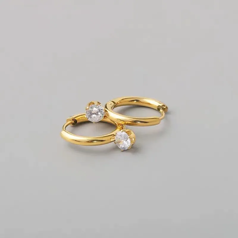 Exquisite and Compact Titanium Steel Zircon Earrings for Women